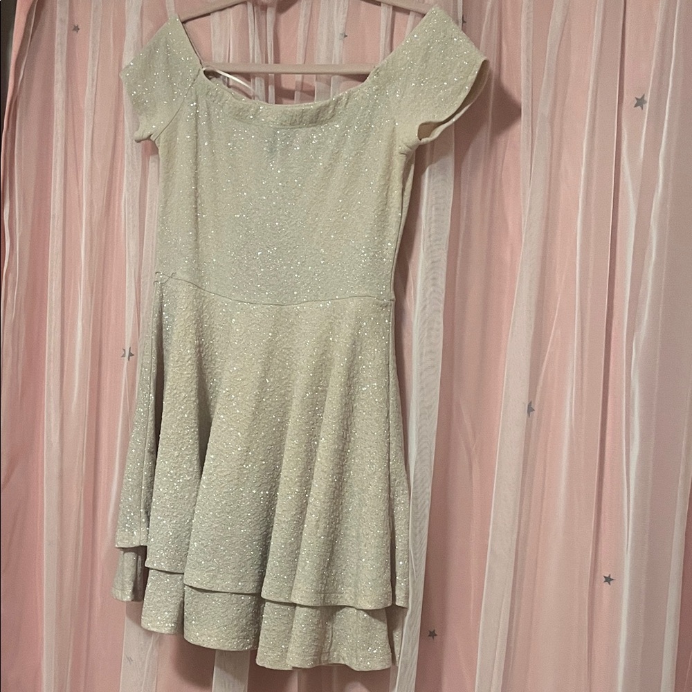 Windsor Sparkling Ivory Off-Shoulder Mini Dress